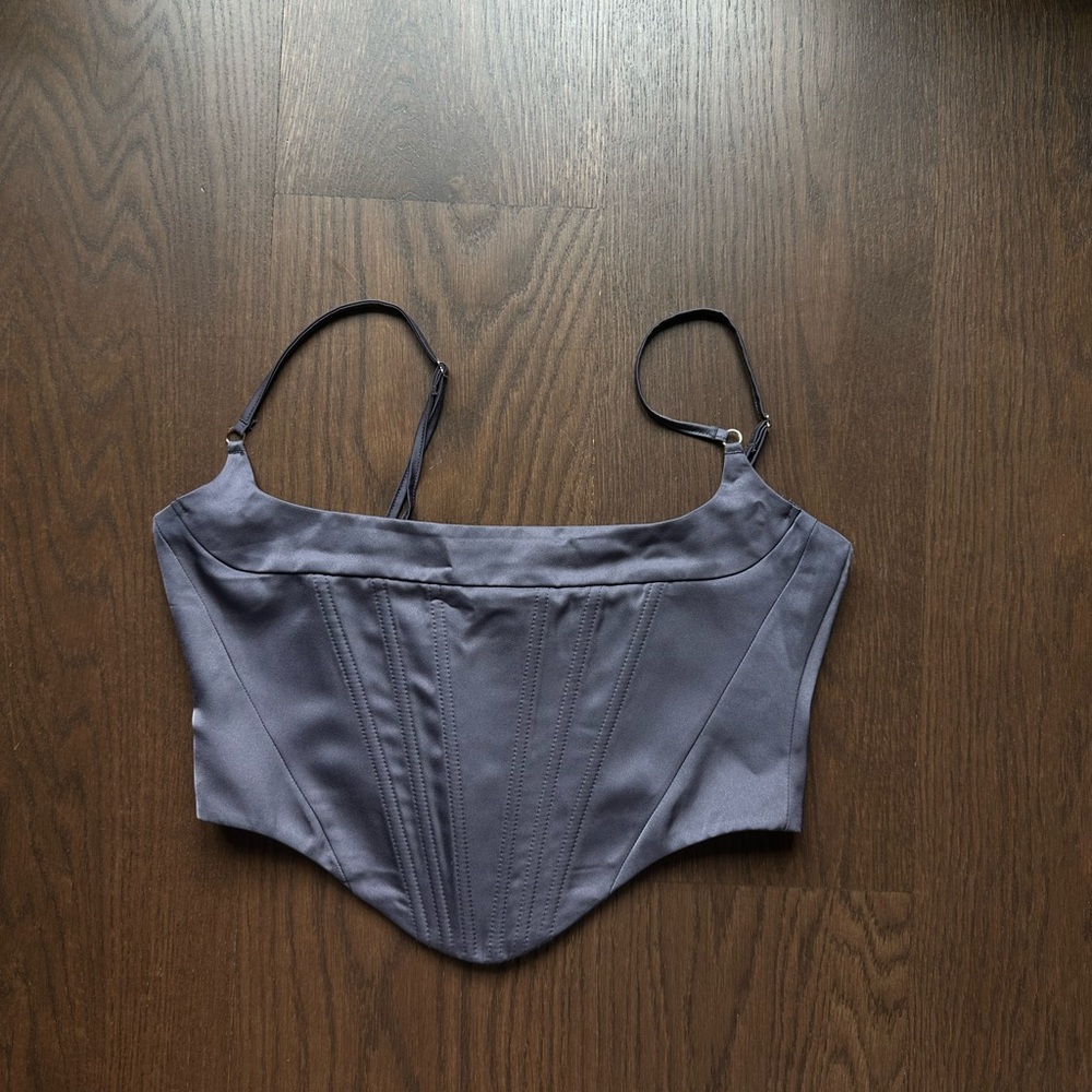 White Fox Silver/Gray Corset Top